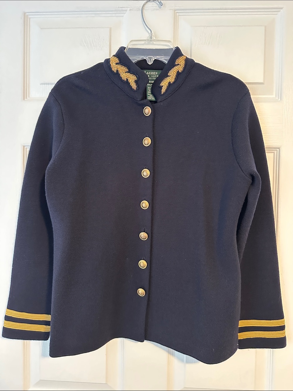 Vintage 1990s Ralph Lauren Sailor
Navy and Gold Jacket sweater PM